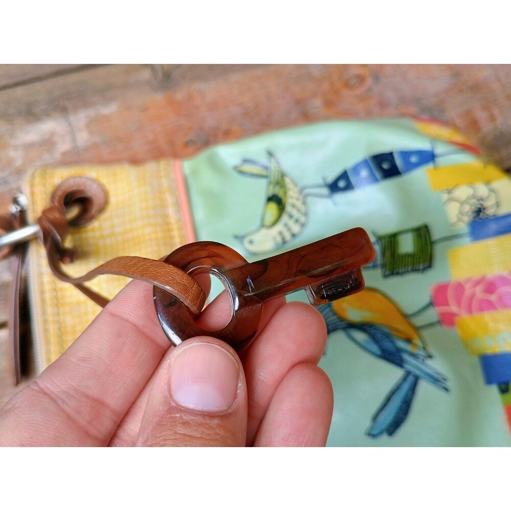 FOSSIL Key-Per Coated Canvas City Birds Artwork Bag Cross Body Boho Purse - Picture 5 of 9